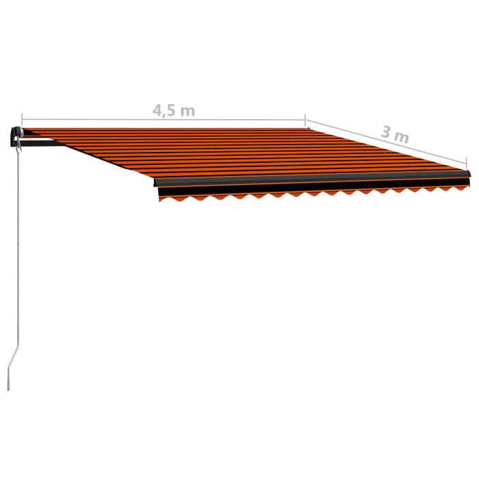 Copertină retractabilă manual, portocaliu & maro, 450x300 cm