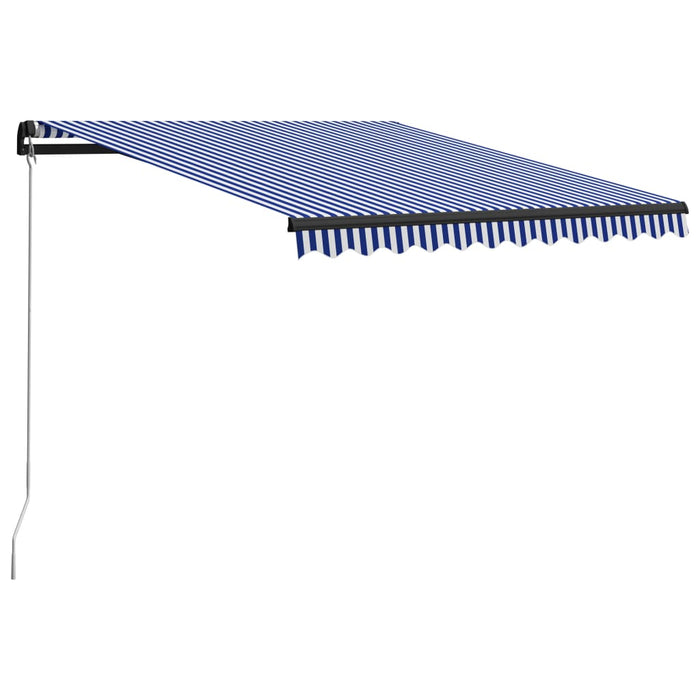 Copertină retractabilă manual cu LED, albastru/alb, 350x250 cm