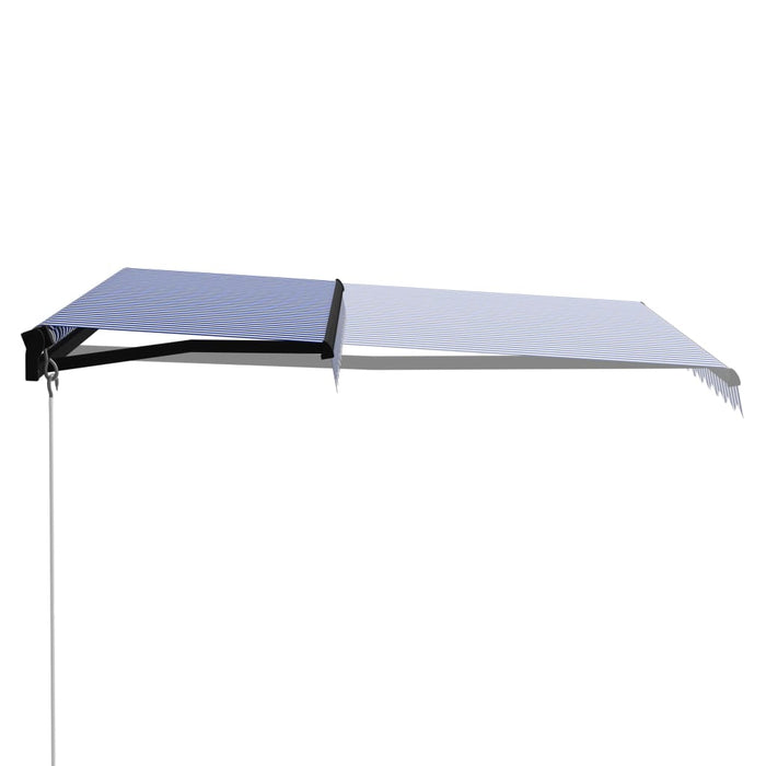 Copertină retractabilă manual cu LED, albastru/alb, 350x250 cm