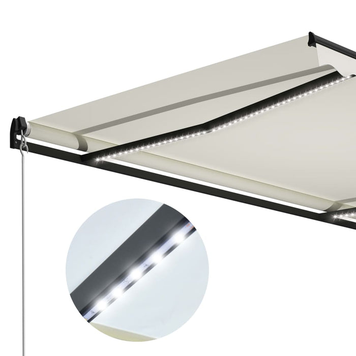 Copertină retractabilă manual cu LED, crem, 400 x 300 cm