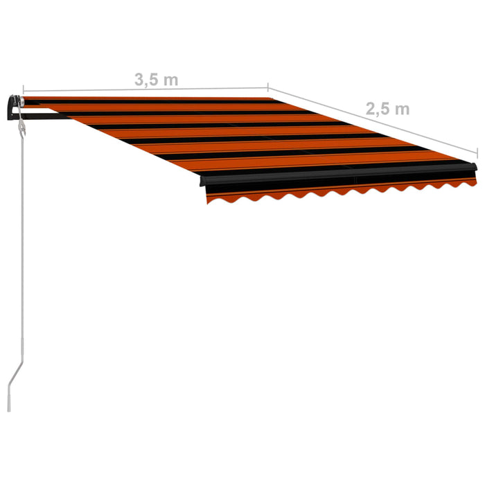 Copertină retractabilă automat, portocaliu & maro, 350x250 cm