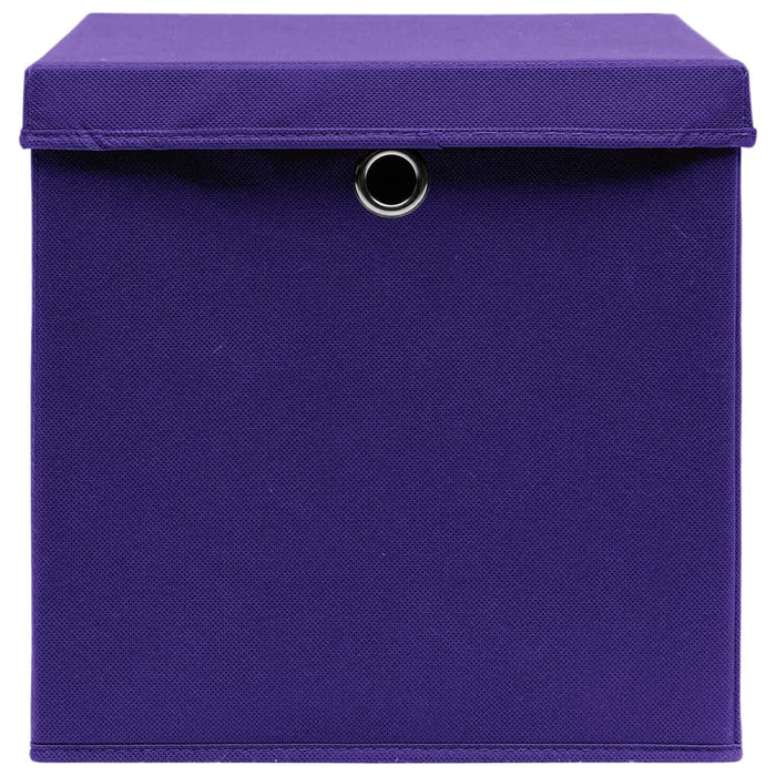 Cutii depozitare cu capace, 4 buc., violet, 28x28x28 cm