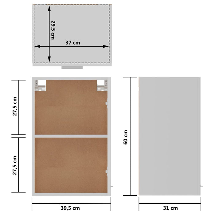 Dulap suspendat, alb, 39,5 x 31 x 60 cm, PAL