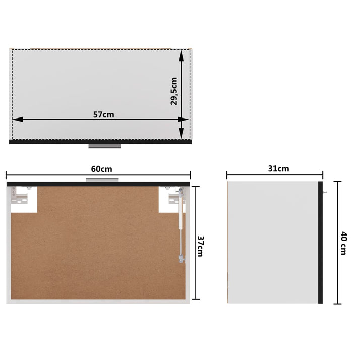 Dulap suspendat, negru, 60 x 31 x 40 cm, PAL