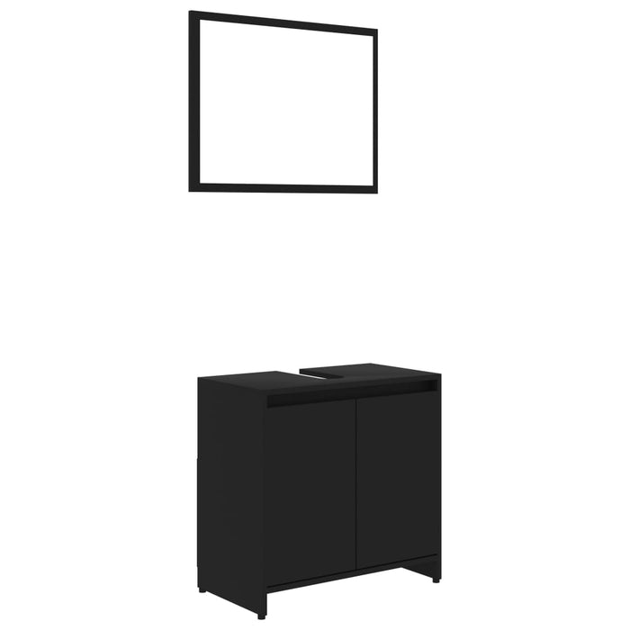 Set mobilier de baie, 4 piese, negru, lemn prelucrat