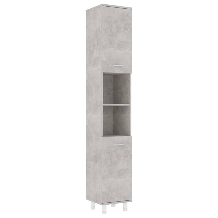 Set mobilier baie, 3 piece, gri beton, lemn prelucrat