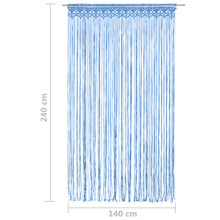 Perdea macrame, albastru, 140 x 240 cm, bumbac