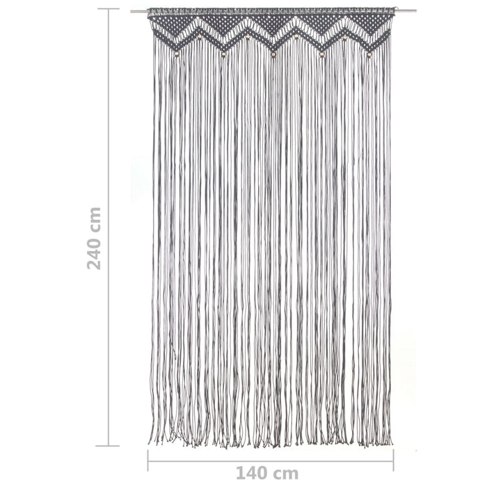 Perdea macrame, antracit, 140 x 240 cm, bumbac