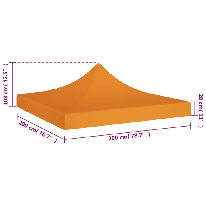 Acoperiș pentru cort de petrecere portocaliu 2 x 2 m, 270 g/m²