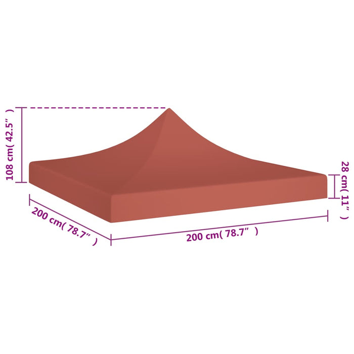 Acoperiș pentru cort de petrecere, cărămiziu, 2 x 2 m, 270 g/m²