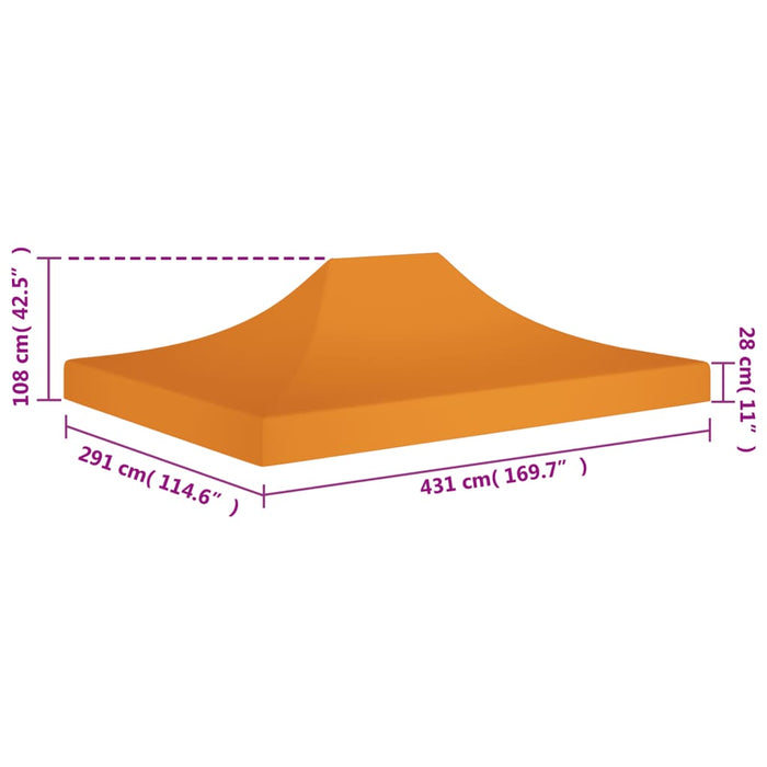 Acoperiș pentru cort de petrecere, portocaliu, 4,5x3 m 270 g/m²