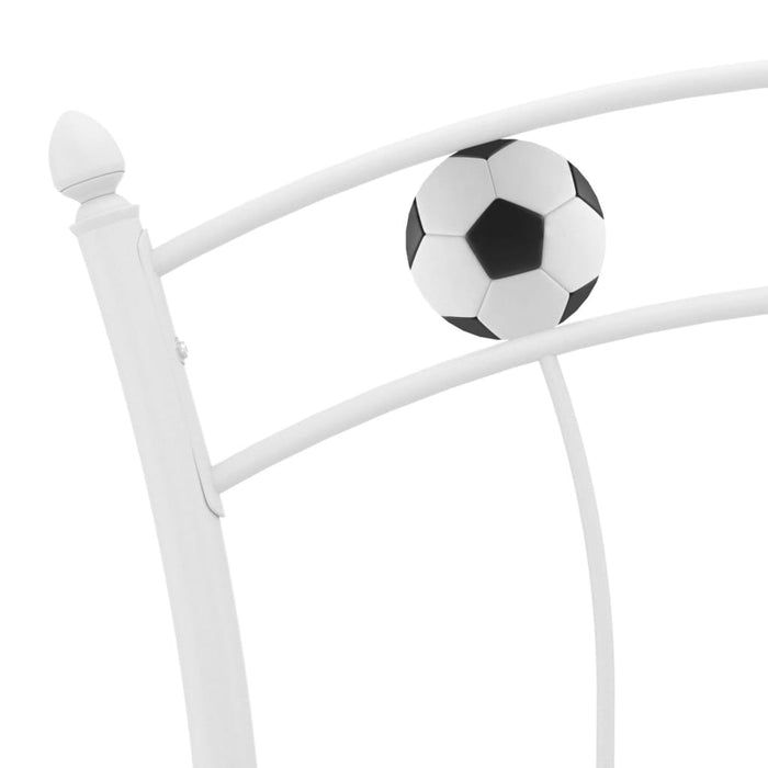 Cadru de pat, cu model de fotbal, alb, 90 x 200 cm, metal