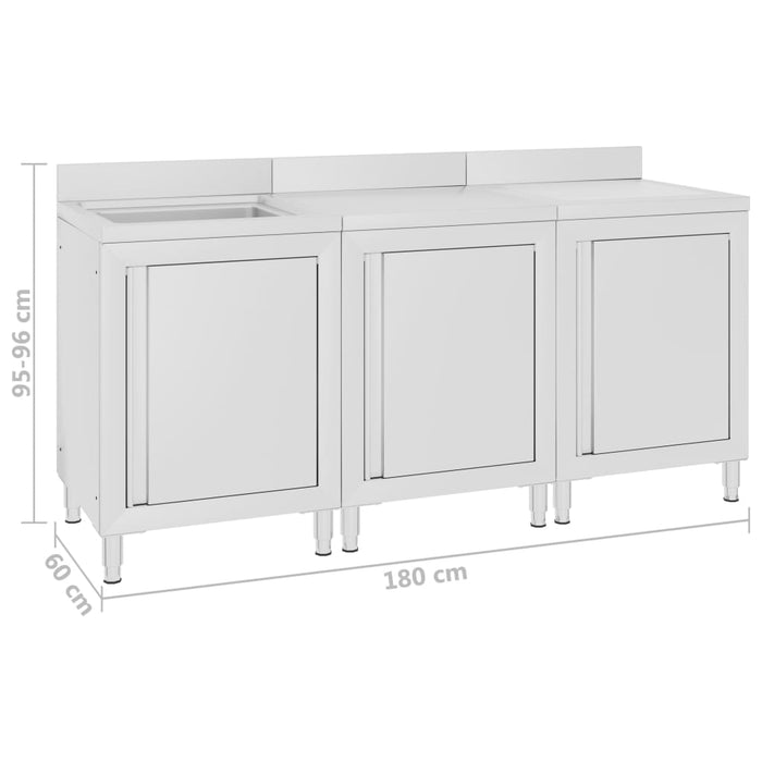 Dulap comercial pentru chiuvetă 180x60x96 cm, oțel inoxidabil