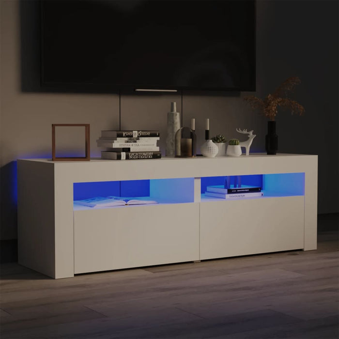 Comodă TV cu lumini LED, alb, 120x35x40 cm