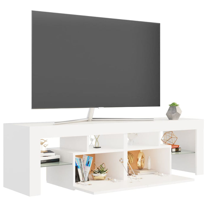 Comodă TV cu lumini LED, alb, 140x36,5x40 cm