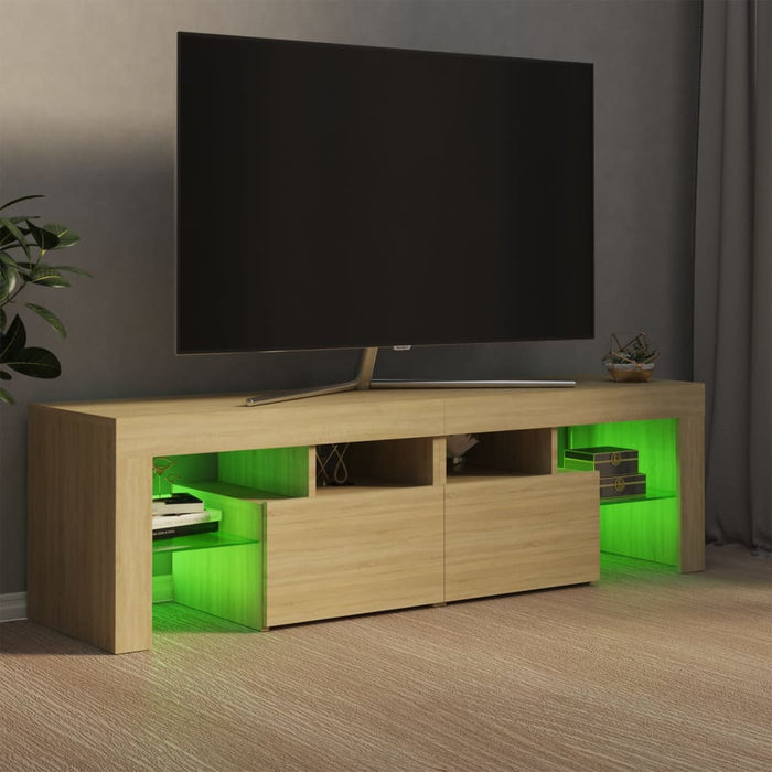 Comodă TV cu lumini LED, stejar sonoma, 140x36,5x40 cm