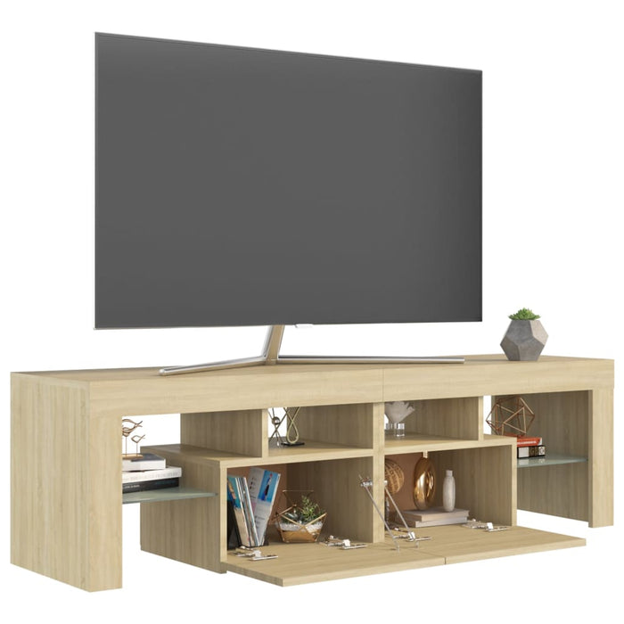 Comodă TV cu lumini LED, stejar sonoma, 140x36,5x40 cm