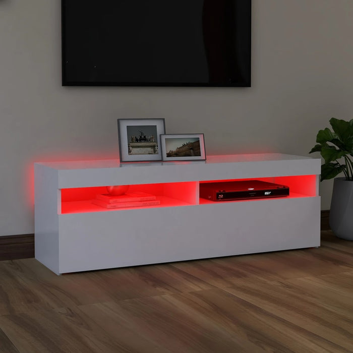 Comodă TV cu lumini LED, alb, 120x35x40 cm