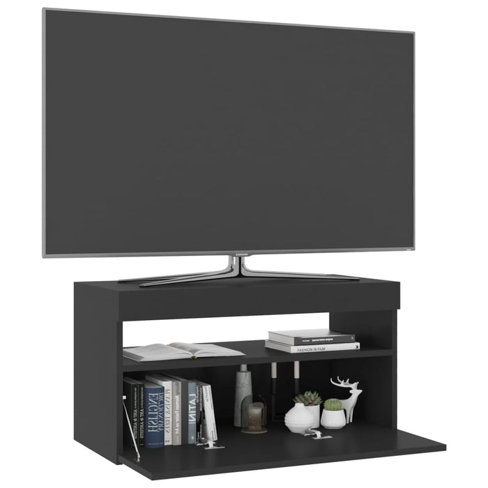 Comodă TV cu lumini LED, negru, 75x35x40 cm