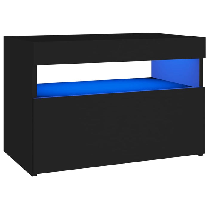 Comodă TV cu lumini LED, negru, 60x35x40 cm