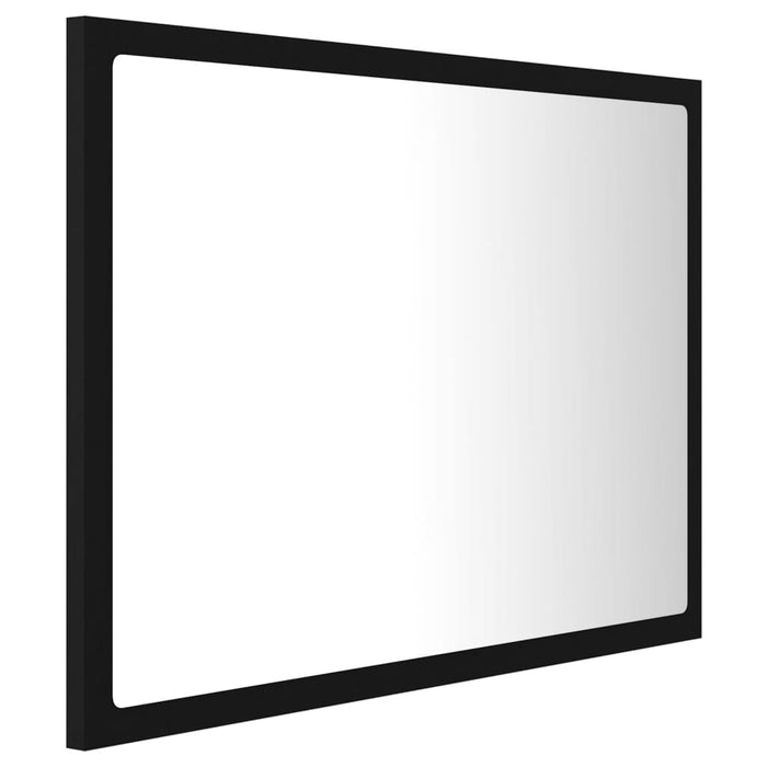 Oglindă de baie cu LED, negru, 60x8,5x37 cm, acril