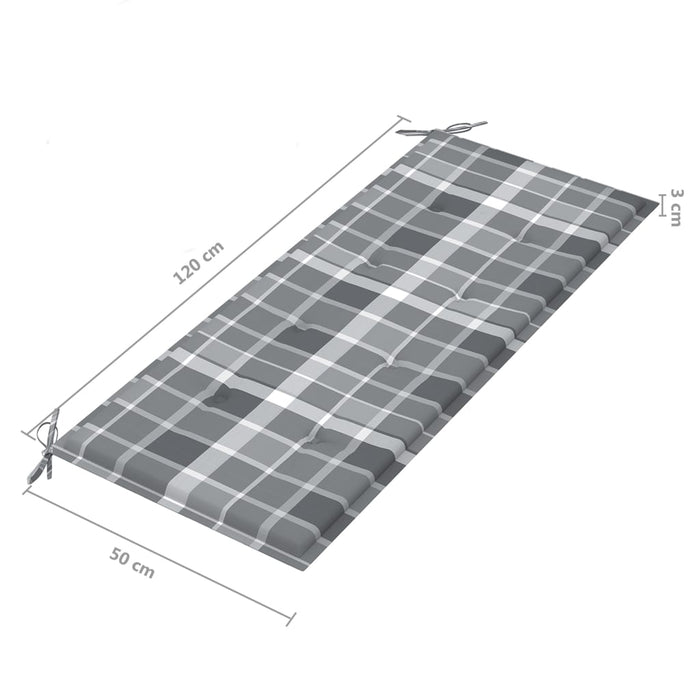 Bancă grădină cu 2 locuri cu pernă, 120 cm, gri, lemn eucalipt