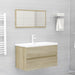 Set mobilier de baie, stejar Sonoma, lemn prelucrat thumbnail 1