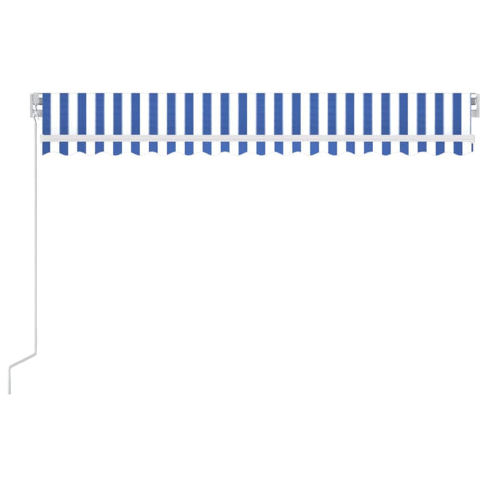 Copertină retractabilă manual LED, albastru și alb, 400x300 cm