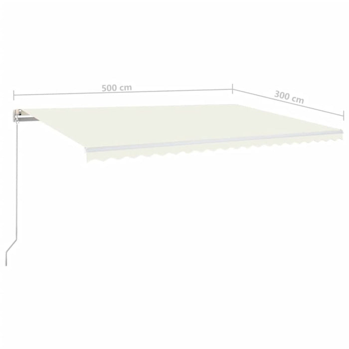 Copertină retractabilă manual cu LED, crem, 500x300 cm