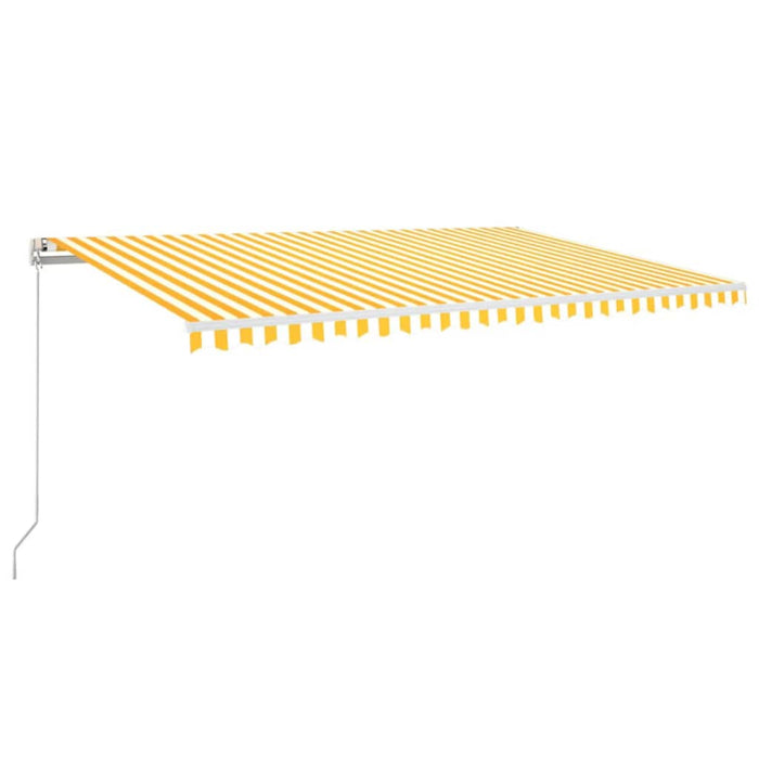 Copertină retractabilă manual cu LED, galben și alb, 500x300 cm