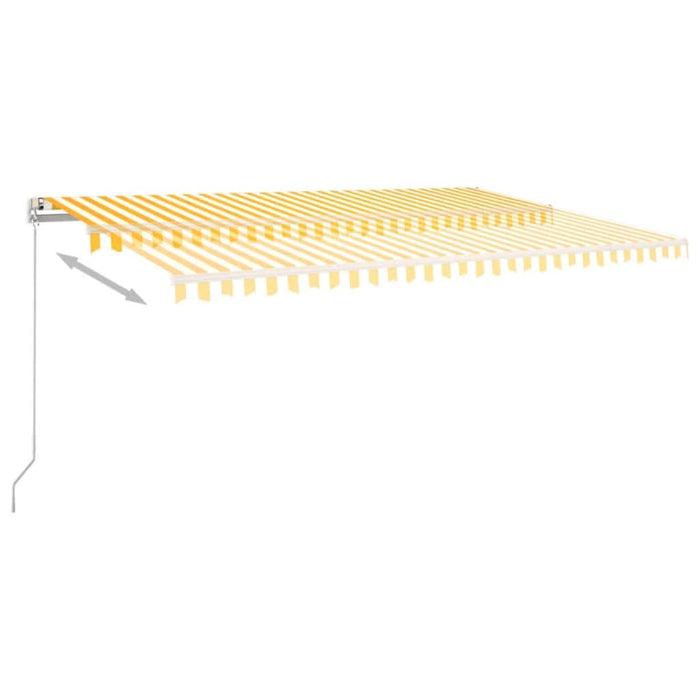 Copertină retractabilă manual cu LED, galben și alb, 500x300 cm