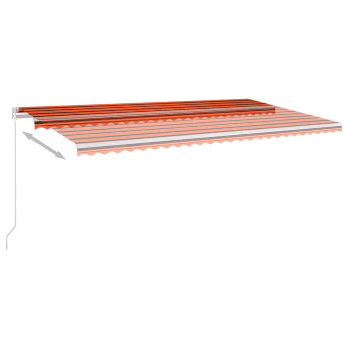 Copertină retractabilă manual, LED, portocaliu&maro, 600x300 cm