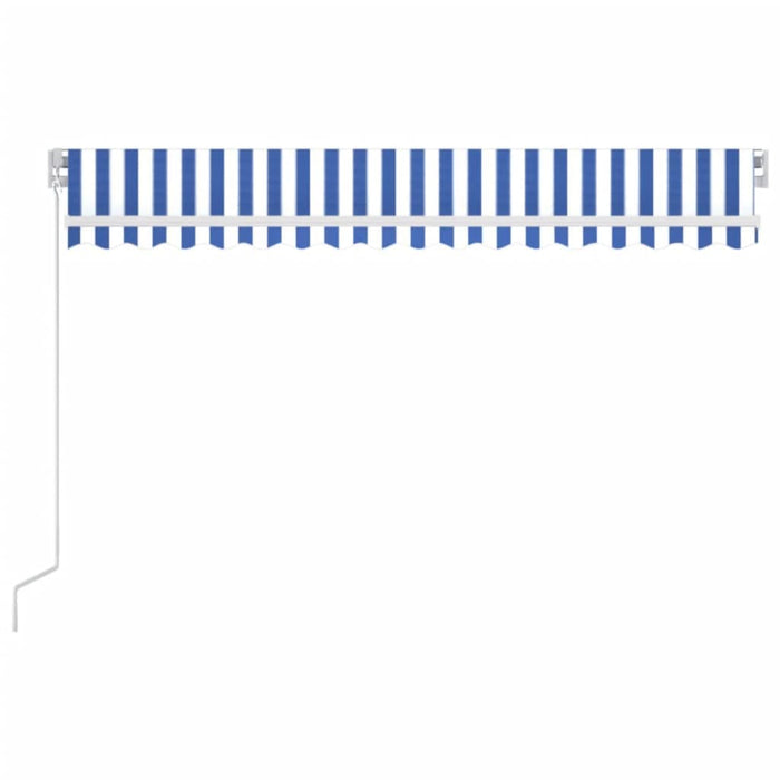 Copertină retractabilă manual cu LED, albastru/alb, 450x350 cm