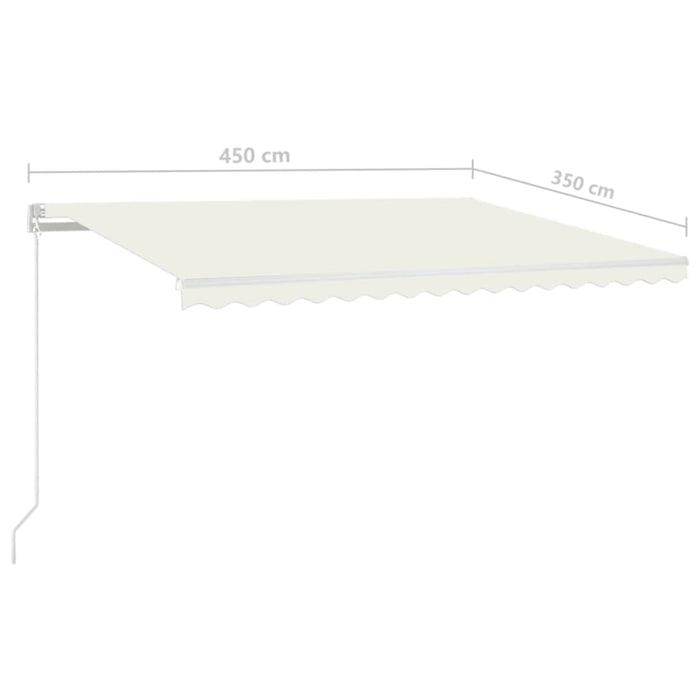 Copertină retractabilă manual cu LED, crem, 450x350 cm