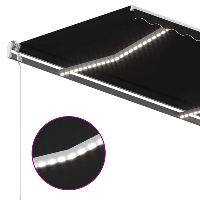 Copertină retractabilă manual cu LED, antracit, 450x350 cm