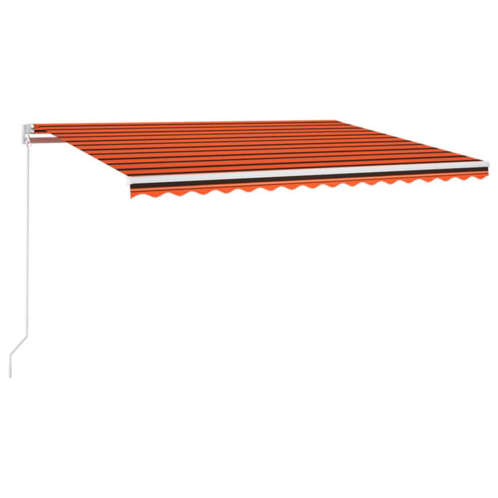 Copertină retractabilă manual,LED, portocaliu/ maro, 450x350 cm