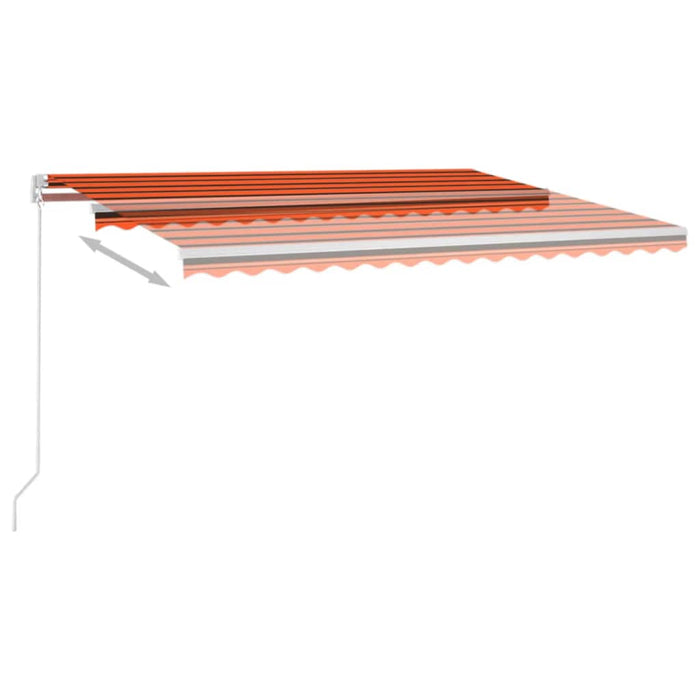 Copertină retractabilă manual,LED, portocaliu/ maro, 450x350 cm