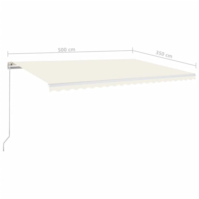 Copertină retractabilă manual cu LED, crem, 500x350 cm