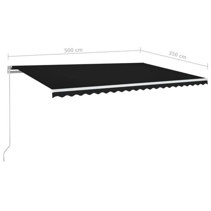 Copertină retractabilă manual cu LED, antracit, 500x350 cm