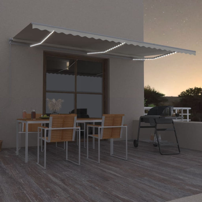 Copertină retractabilă manual cu LED, crem, 600x350 cm