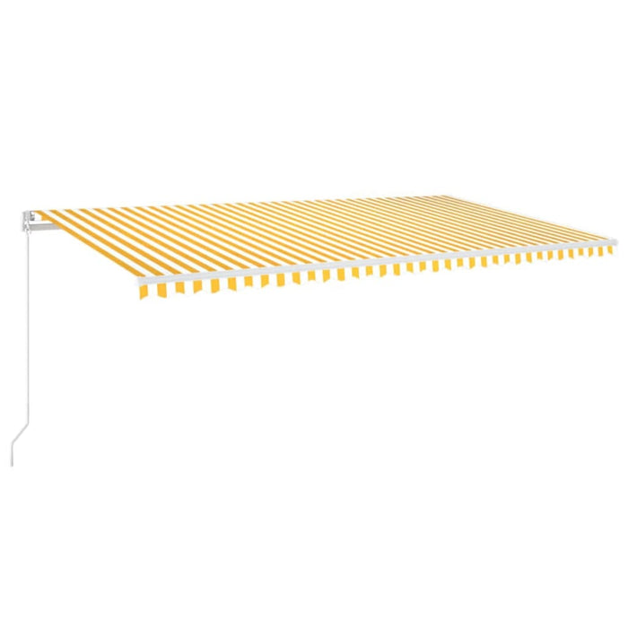 Copertină retractabilă manual cu LED, galben și alb, 600x350 cm