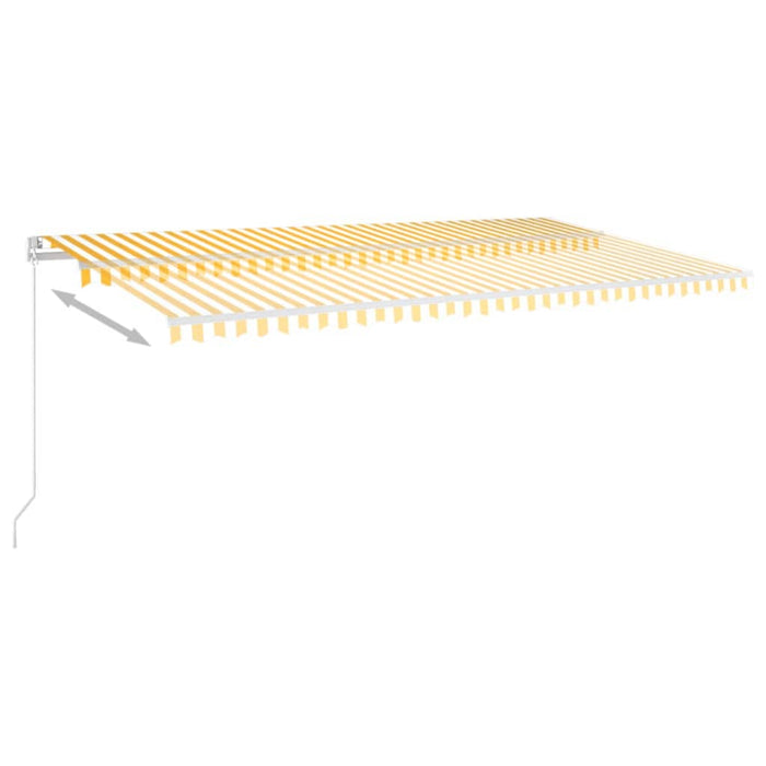 Copertină retractabilă manual cu LED, galben și alb, 600x350 cm