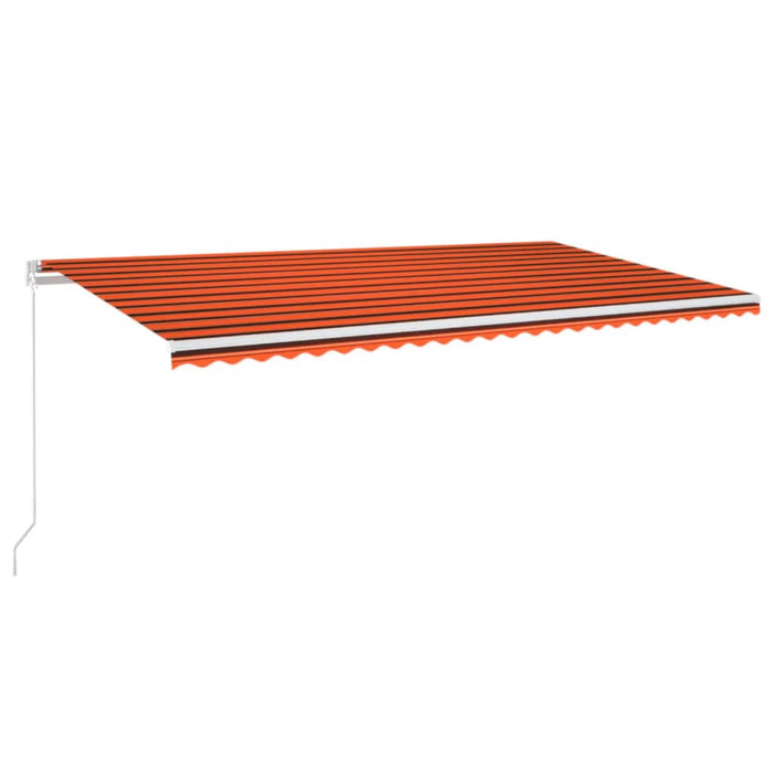 Copertină retractabilă manual, LED, portocaliu/maro, 600x350 cm