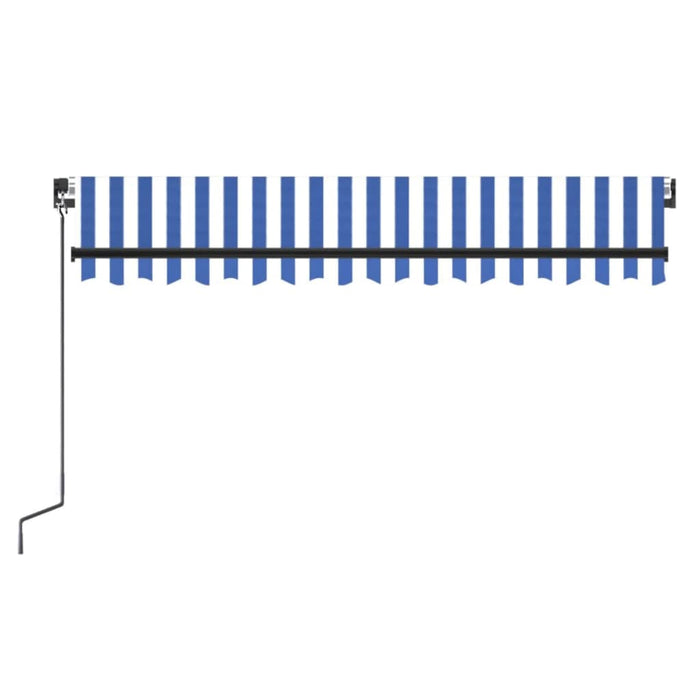 Copertină retractabilă manual LED, albastru și alb, 350x250 cm