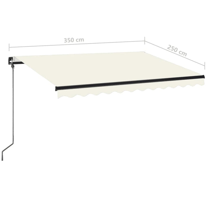 Copertină retractabilă manual cu LED, crem, 350x250 cm