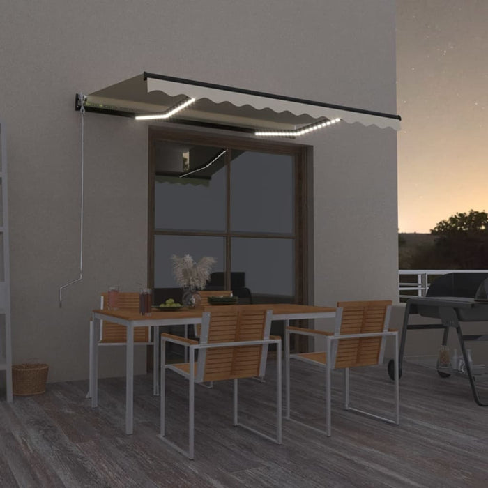 Copertină retractabilă manual cu LED, crem, 350x250 cm