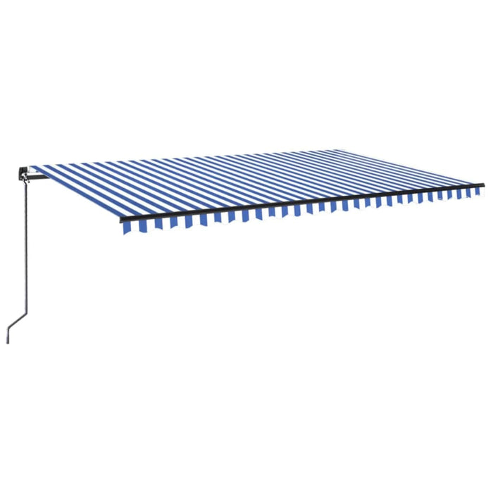 Copertină retractabilă manual cu LED, albastru & alb 500x300 cm