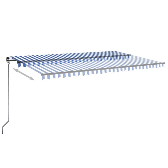 Copertină retractabilă manual cu LED, albastru & alb 500x300 cm