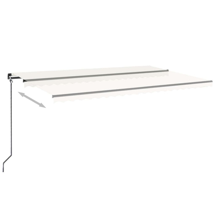 Copertină retractabilă manual cu LED, crem, 500x300 cm