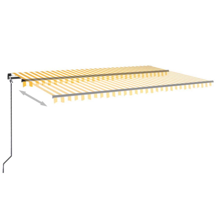 Copertină retractabilă manual cu LED, galben și alb, 500x300 cm